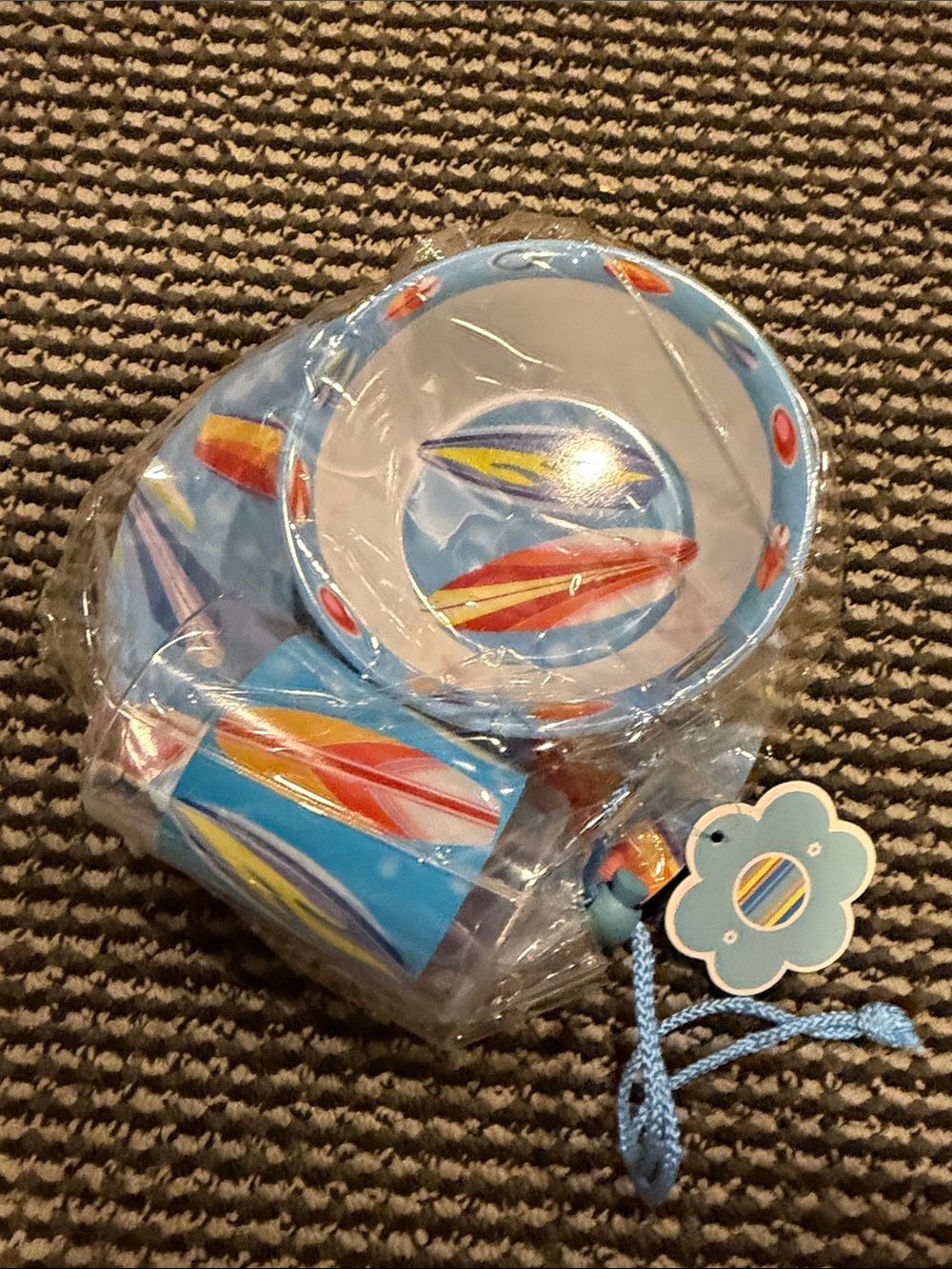 Blue Surfboard-Themed Party Bowl and Cup Set
